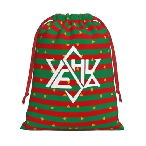 AMZWZSH Yeshua Star of David Christmas Gift Bags, Santa Wrapping Bags, Xmas Presents Bag With Drawstring (Large) thumbnail 1