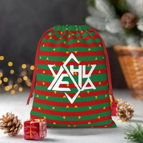 AMZWZSH Yeshua Star of David Christmas Gift Bags, Santa Wrapping Bags, Xmas Presents Bag With Drawstring (Large) thumbnail 5