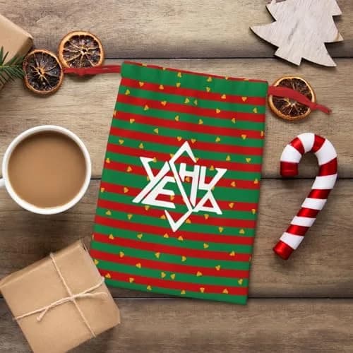 AMZWZSH Yeshua Star of David Christmas Gift Bags, Santa Wrapping Bags, Xmas Presents Bag With Drawstring (Large) thumbnail 6
