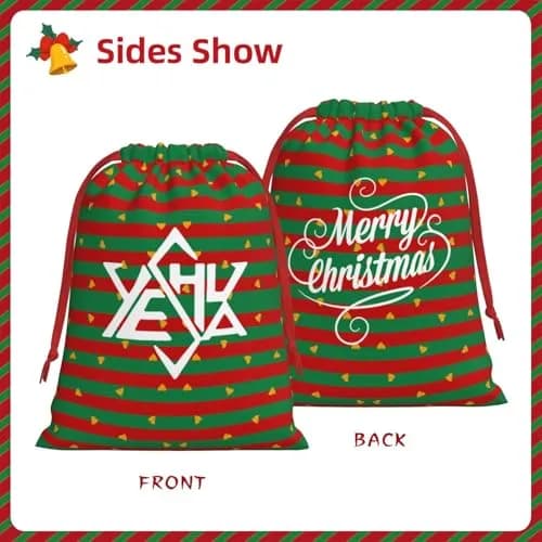 AMZWZSH Yeshua Star of David Christmas Gift Bags, Santa Wrapping Bags, Xmas Presents Bag With Drawstring (Large) thumbnail 2