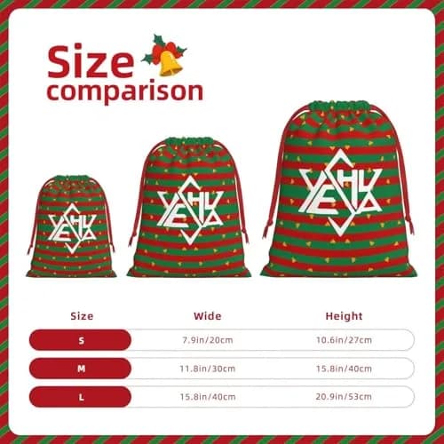 AMZWZSH Yeshua Star of David Christmas Gift Bags, Santa Wrapping Bags, Xmas Presents Bag With Drawstring (Large) thumbnail 3