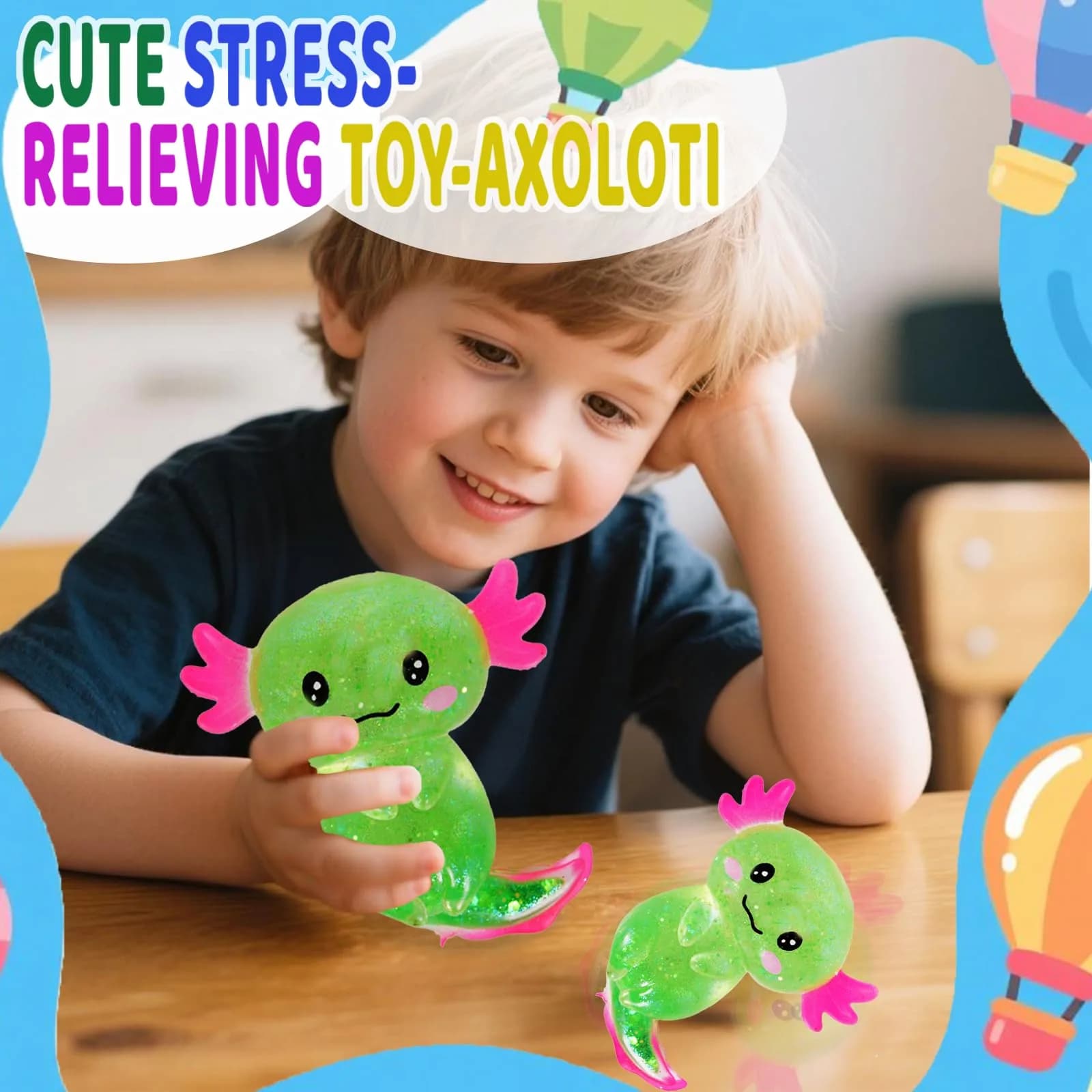 Puffwize Axolotl Squishy Stress Relief Toy Glitter Fidget Toy, Green | Non-Toxic & BPA-Free for Kids & Adults - view 5