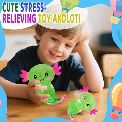 Puffwize Axolotl Squishy Stress Relief Toy Glitter Fidget Toy, Green | Non-Toxic & BPA-Free for Kids & Adults thumbnail 5