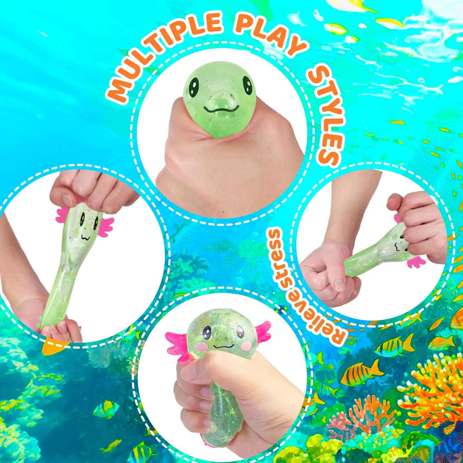 Puffwize Green Axolotl Squishy Stress Toy | Non-Toxic & BPA-Free for Kids - view 2