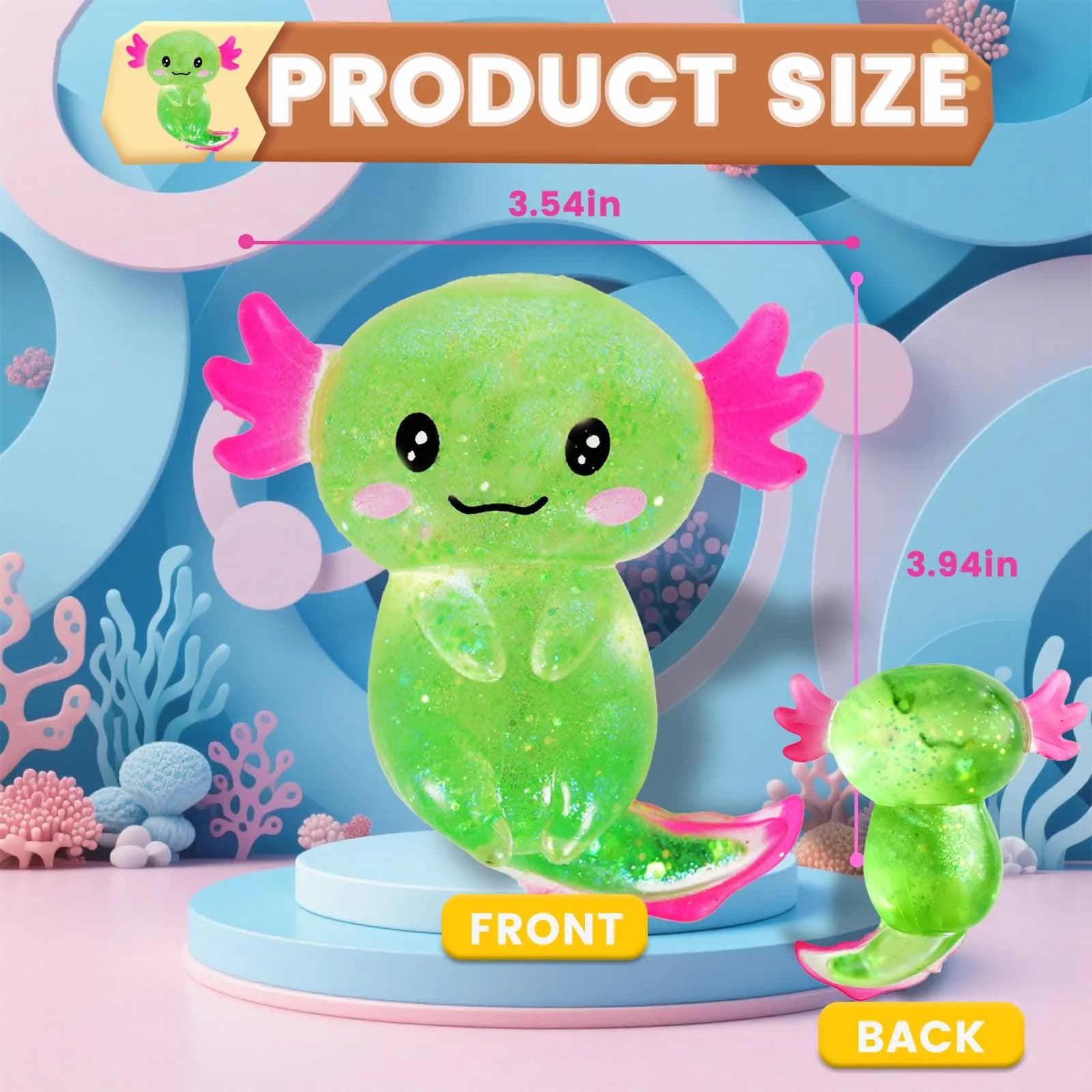 Puffwize Green Axolotl Squishy Stress Toy | Non-Toxic & BPA-Free for Kids - view 3