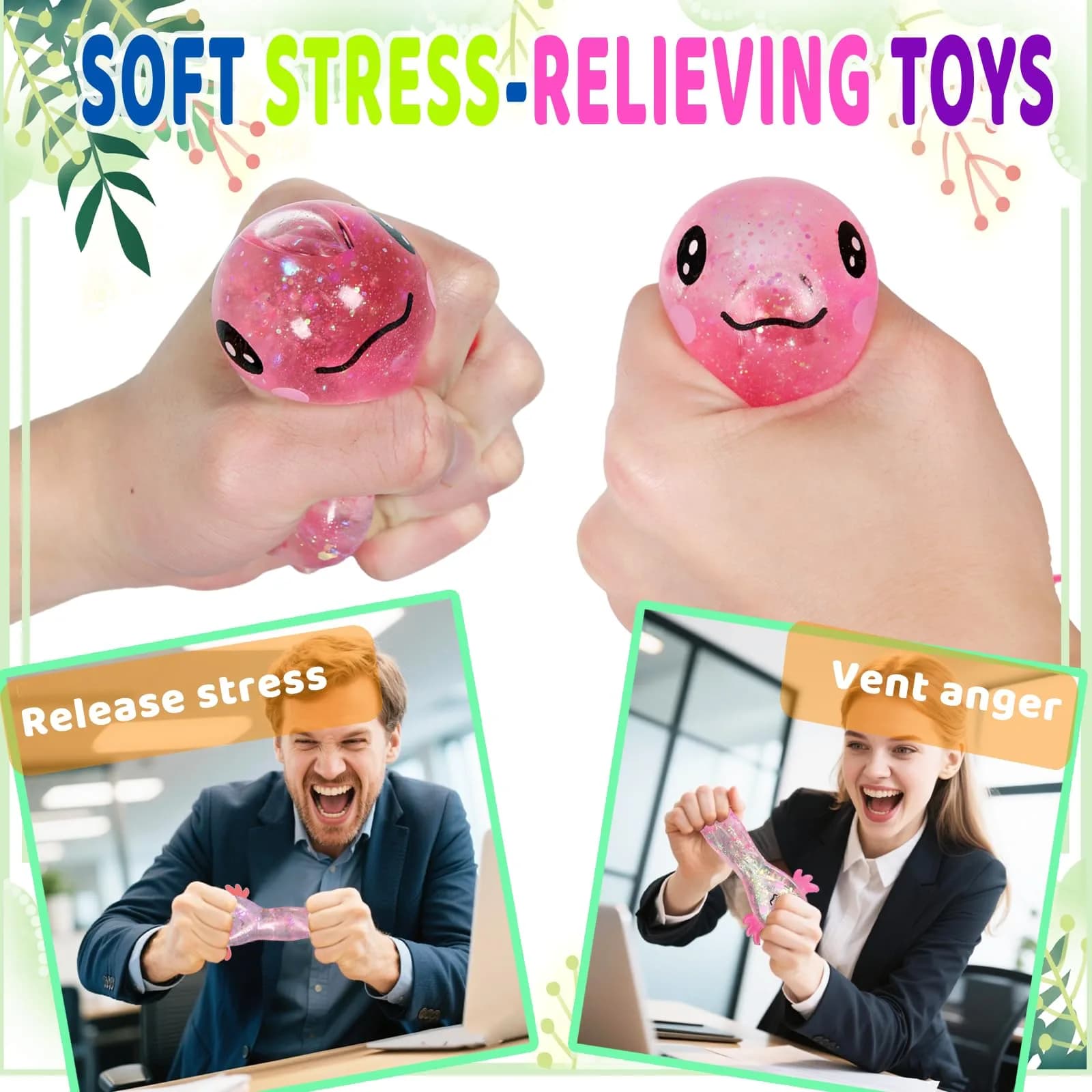 Puffwize Pink Axolotl Squishy Stress Toy | Non-Toxic & BPA-Free for Kids 3-6 - view 6