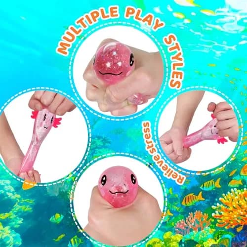 Puffwize Pink Axolotl Squishy Stress Toy | Non-Toxic & BPA-Free for Kids 3-6 thumbnail 2