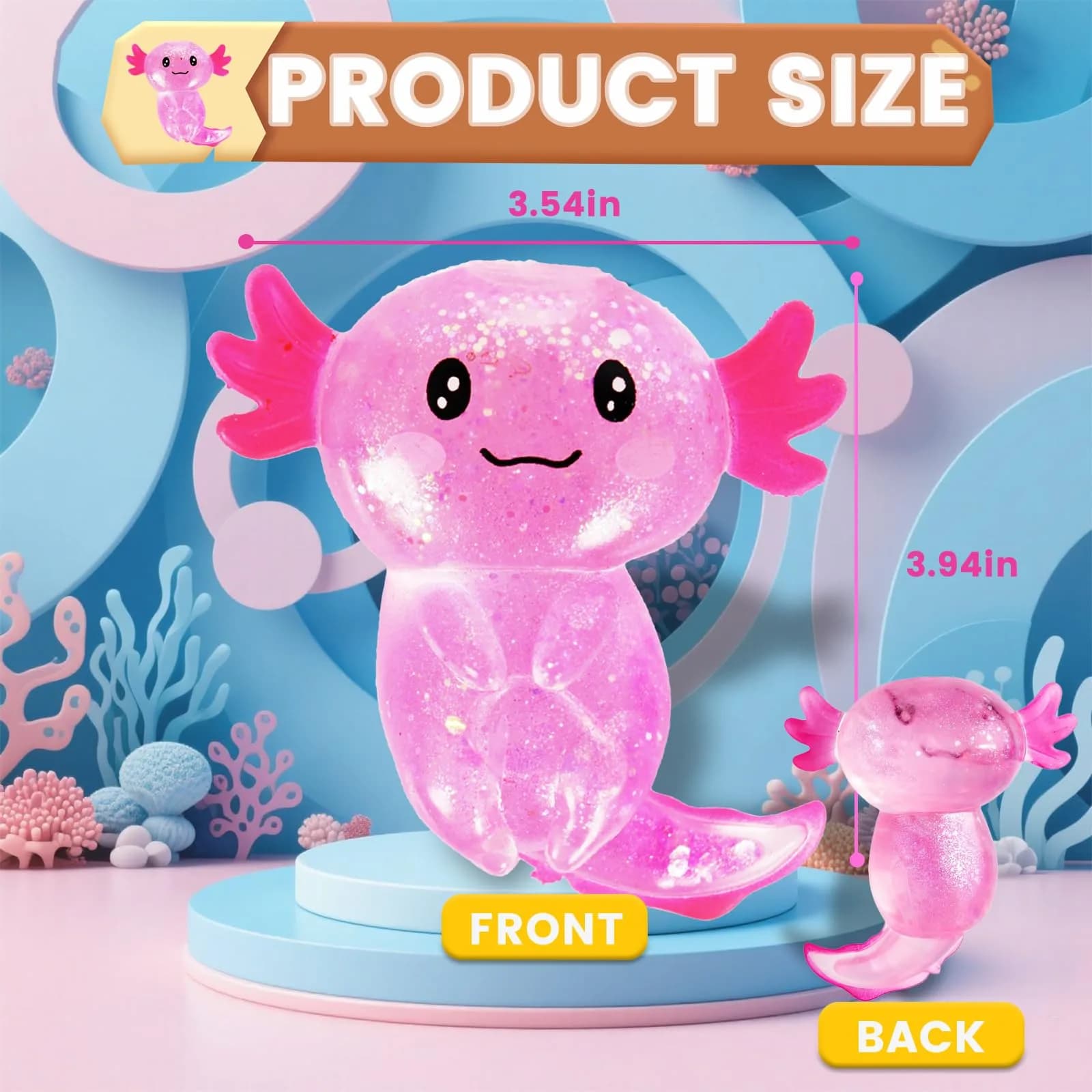 Puffwize Pink Axolotl Squishy Stress Toy | Non-Toxic & BPA-Free for Kids 3-6 - view 3