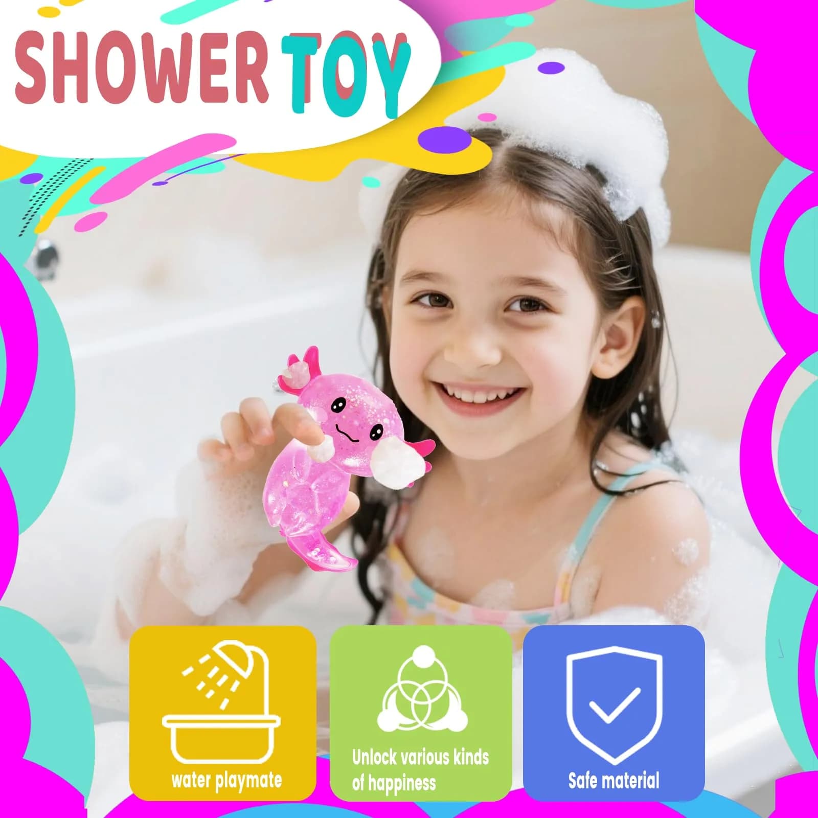Puffwize Pink Axolotl Squishy Stress Toy | Non-Toxic & BPA-Free for Kids 3-6 - view 4