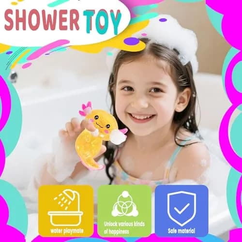 Puffwize Orange Axolotl Squishy Stress Relief Toy | ASTM-Tested Non-Toxic TPR for Kids & Adults thumbnail 4