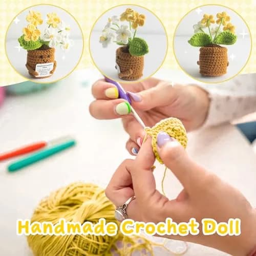 MS ZHENQIAO Forget-Me-Not Crochet Flower Potted Plant Gift | Positive Affirmation Decor thumbnail 4