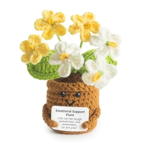 MS ZHENQIAO Forget-Me-Not Crochet Flower Potted Plant Gift | Positive Affirmation Decor thumbnail 1