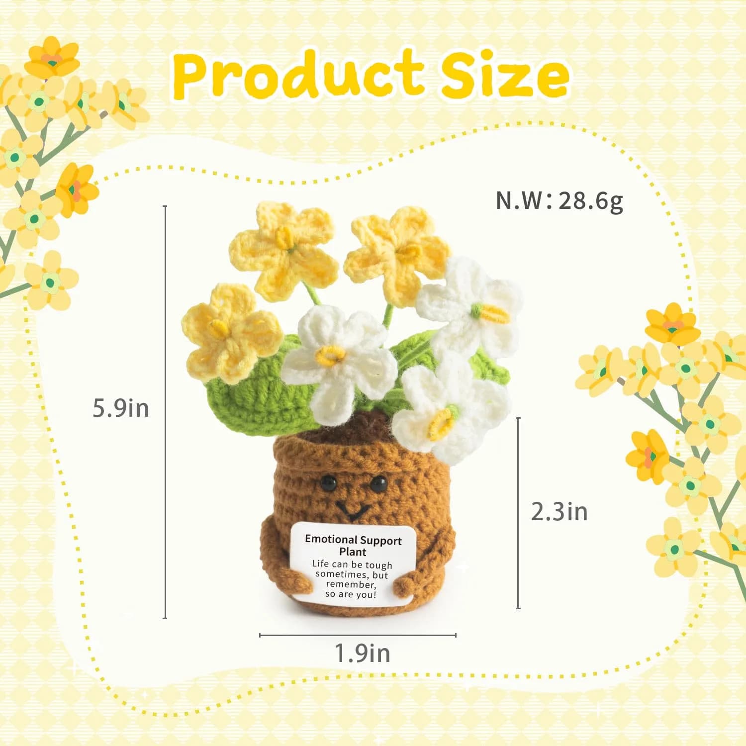 MS ZHENQIAO Forget-Me-Not Crochet Flower Potted Plant Gift | Positive Affirmation Decor - view 2