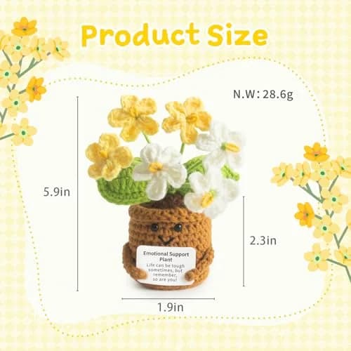 MS ZHENQIAO Forget-Me-Not Crochet Flower Potted Plant Gift | Positive Affirmation Decor thumbnail 2