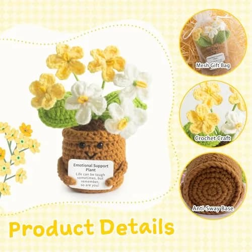 MS ZHENQIAO Forget-Me-Not Crochet Flower Potted Plant Gift | Positive Affirmation Decor thumbnail 3