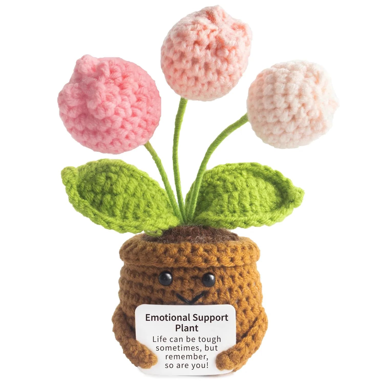 MS ZHENQIAO Tulip Pink Crochet Flower Potted Plant Gift | Emotional Support Figurine - main product image