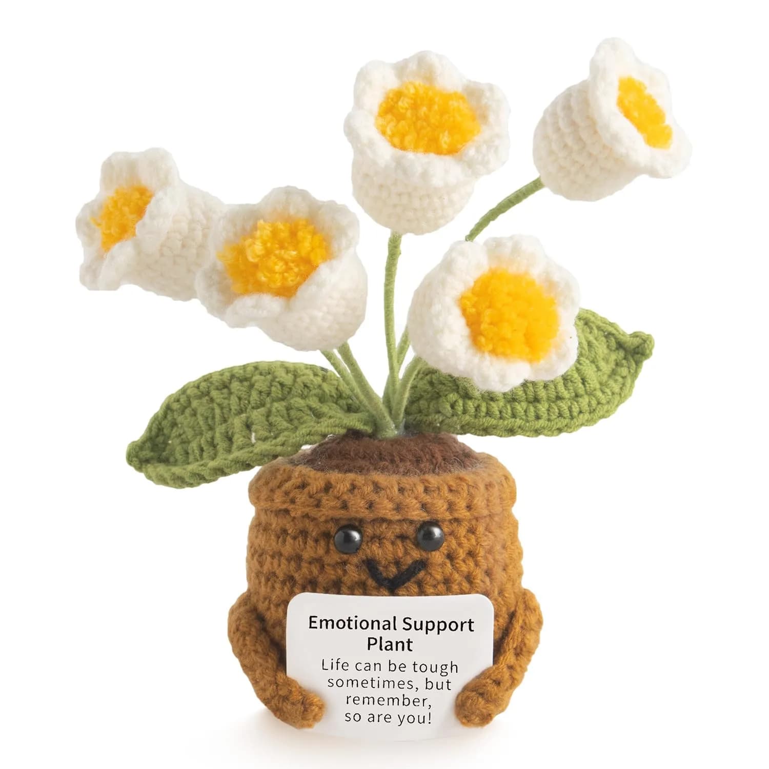 MS ZHENQIAO Lily of the Valley Crochet Flower Potted Plant Gift | Handmade Emotional Support Decor - main product image