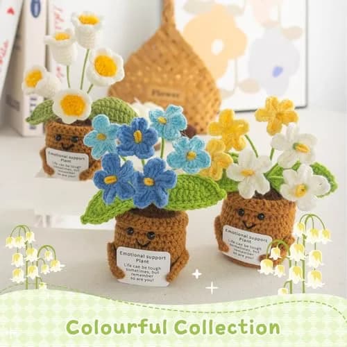 MS ZHENQIAO Lily of the Valley Crochet Flower Potted Plant Gift | Handmade Emotional Support Decor thumbnail 7