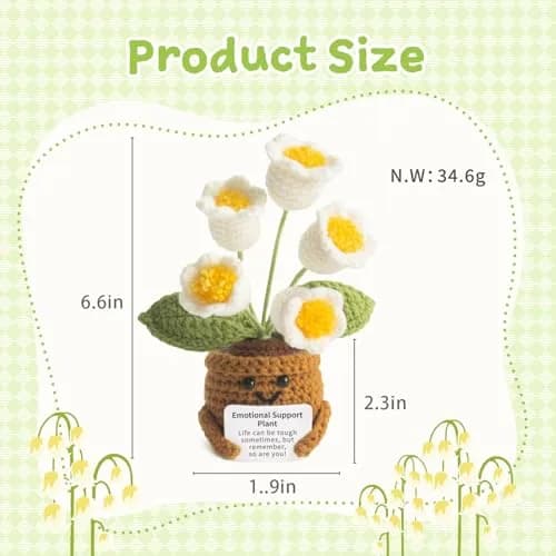 MS ZHENQIAO Lily of the Valley Crochet Flower Potted Plant Gift | Handmade Emotional Support Decor thumbnail 2
