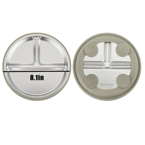 PandaEar Baby Feeding Set | Stainless Steel Plates & Bowls with Silicone Utensils | Toddler Tableware for Self-Feeding thumbnail 4