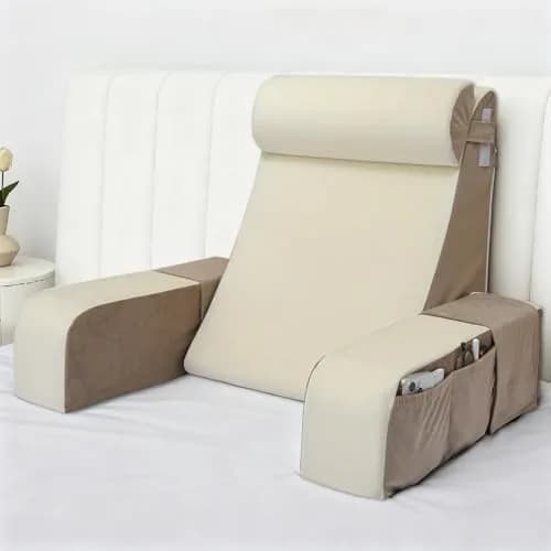 Vekkia 21" Reading Pillow for Bed with XL Side Pockets | Supportive Wedge Backrest for Adults thumbnail 1