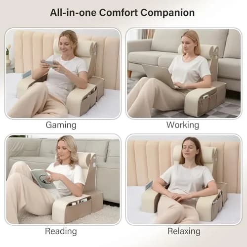 Vekkia 21" Reading Pillow for Bed with XL Side Pockets | Supportive Wedge Backrest for Adults thumbnail 4