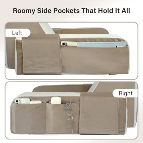 Vekkia 21" Reading Pillow for Bed with XL Side Pockets | Supportive Wedge Backrest for Adults thumbnail 5