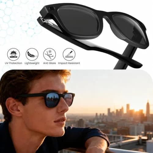 MAKCPOIMER Gray Polarized Replacement Lenses for Ray-Ban Meta Wayfarer 50mm | Accurate Fit & Full UV Protection thumbnail 3