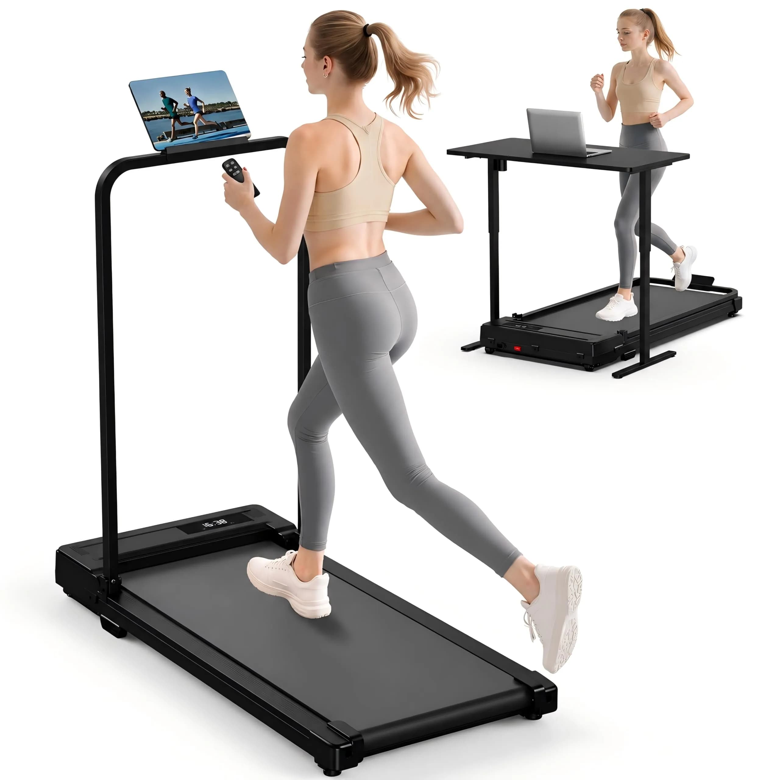 Ulfario Walking Pad Treadmill for Home - Folding Compact Handle Bar, Quiet & Portable, 90x38cm, 17.5kg