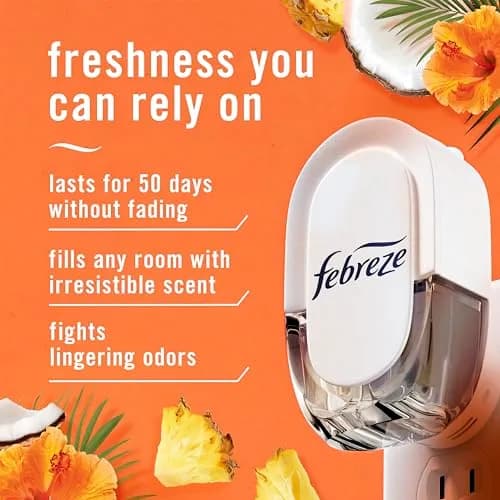 Febreze Hawaiian Aloha Scented Oil Refills, 4 Count (3.5 Fl Oz Total) | Fade Defy Technology Lasts 50 Days thumbnail 2