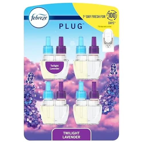 Febreze Fade Defy Plug Air Freshener Refills, Twilight Lavender Scent, 3.5 Fl Oz (0.87oz x 4 Refills) thumbnail 1