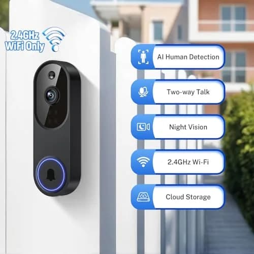 Orbitell 1080p Wireless Wi-Fi Video Doorbell Camera with Two Way Audio, Night Vision, Cloud Storage | AI Motion Detection thumbnail 2