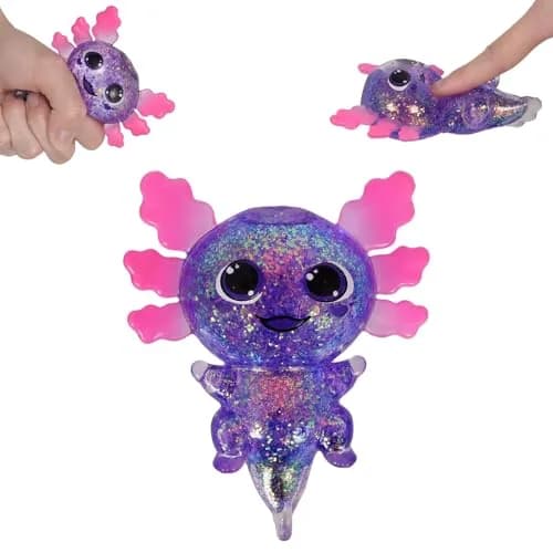 Puffwize Axolotl Squishy Toy Purple Big Ears 9.5cm (3.74") | Slow Rising Fidget Toy for Stress Relief thumbnail 1