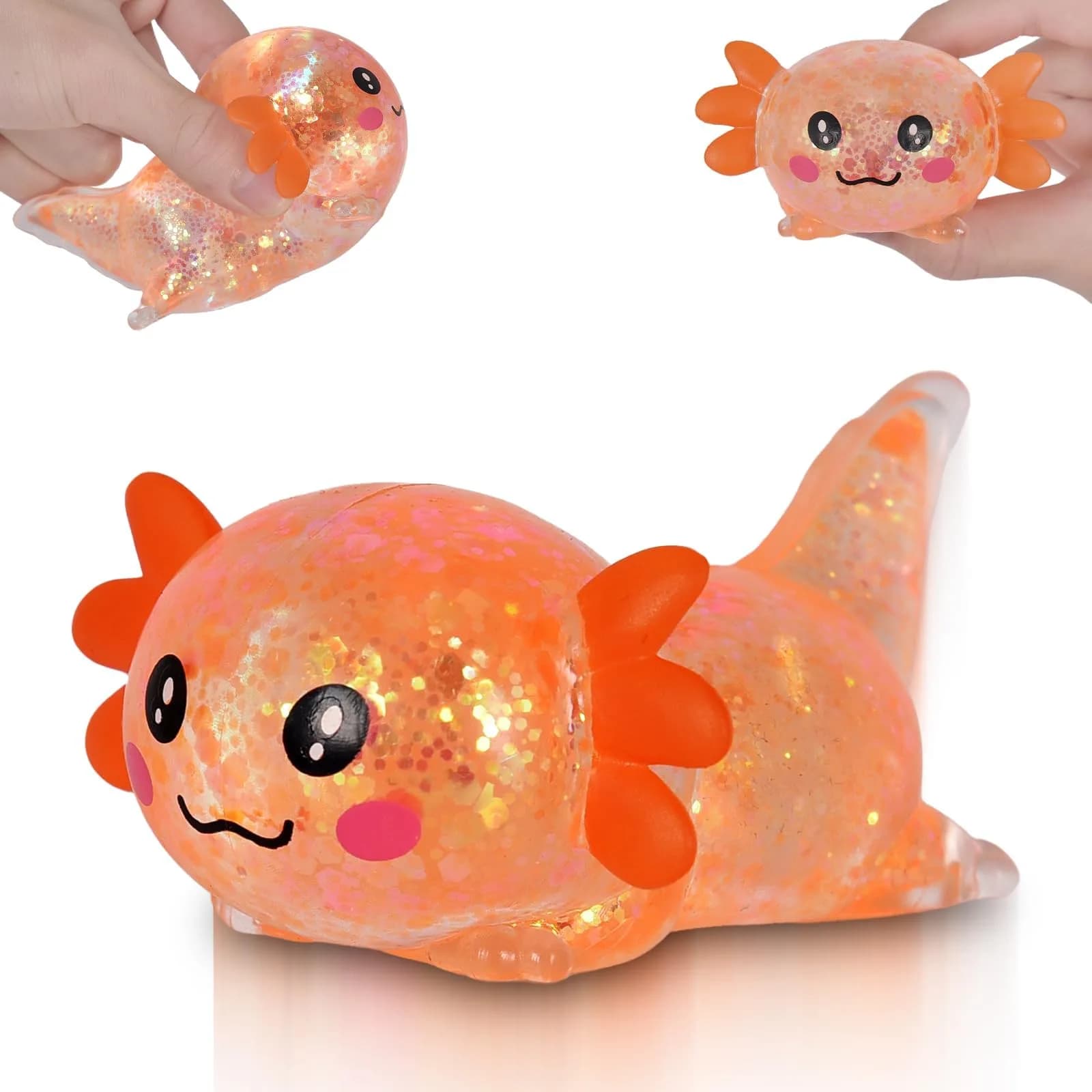 Puffwize Axolotl Squishy Toy Medium Orange | Slow Rising Fidget Toy for Stress Relief