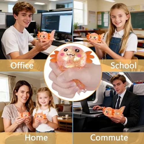 Puffwize Axolotl Squishy Toy Medium Orange | Slow Rising Fidget Toy for Stress Relief thumbnail 4