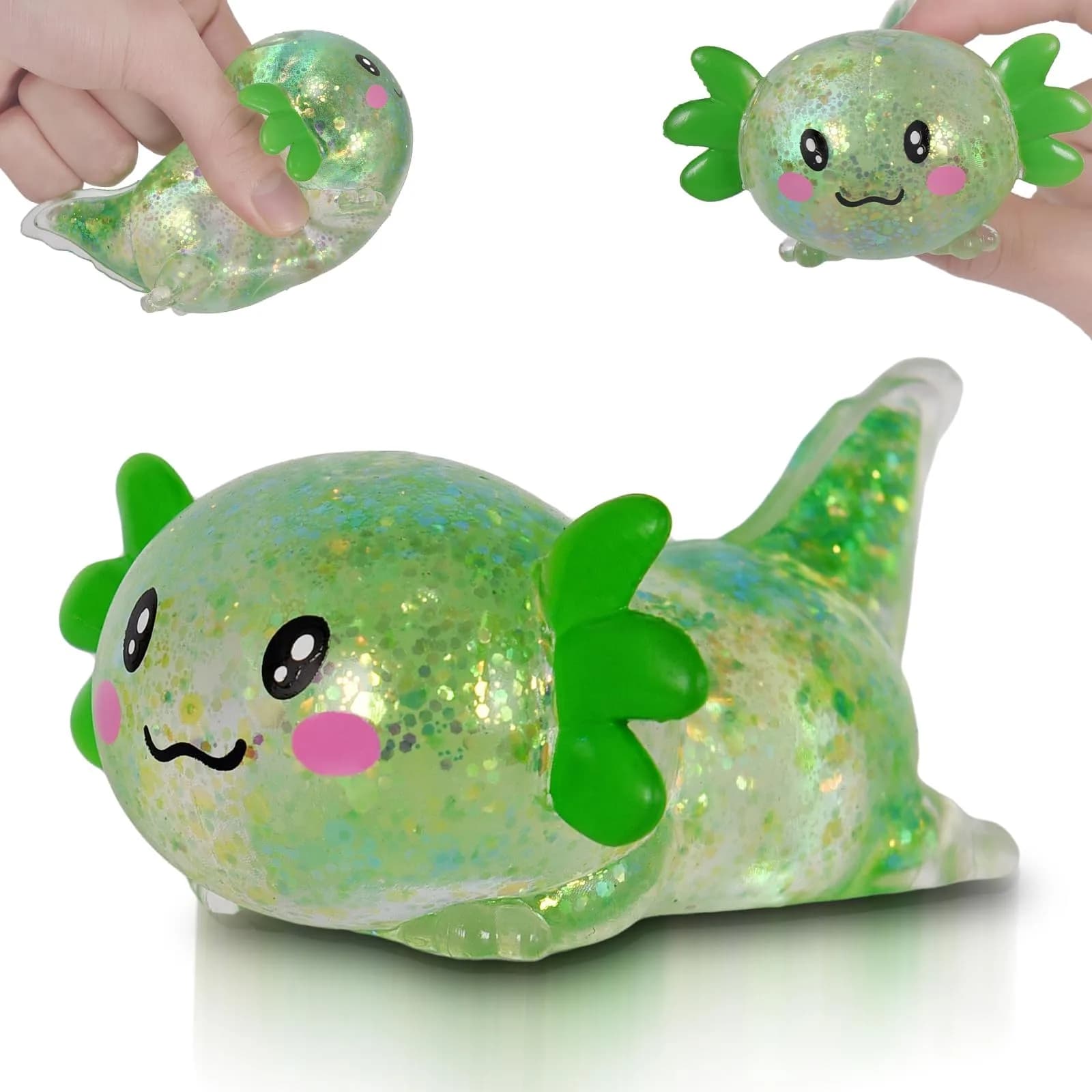 Puffwize Axolotl Squishy Toy | Stress Relief Fidget Toy for Kids & Adults (Green)