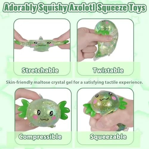 Puffwize Axolotl Squishy Toy | Stress Relief Fidget Toy for Kids & Adults (Green) thumbnail 2