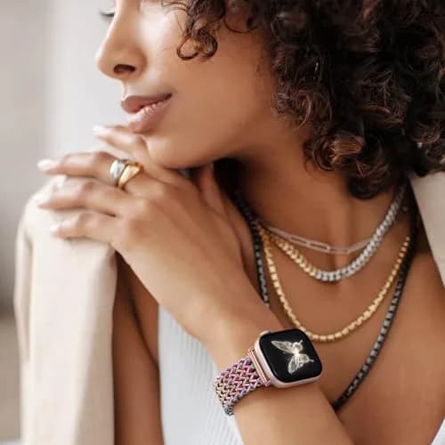 SNBLK Metal Watch Band Compatible with Apple Watch Series 1-11 & Ultra | Dressy Stainless Steel Link Bracelet for Women & Men thumbnail 7