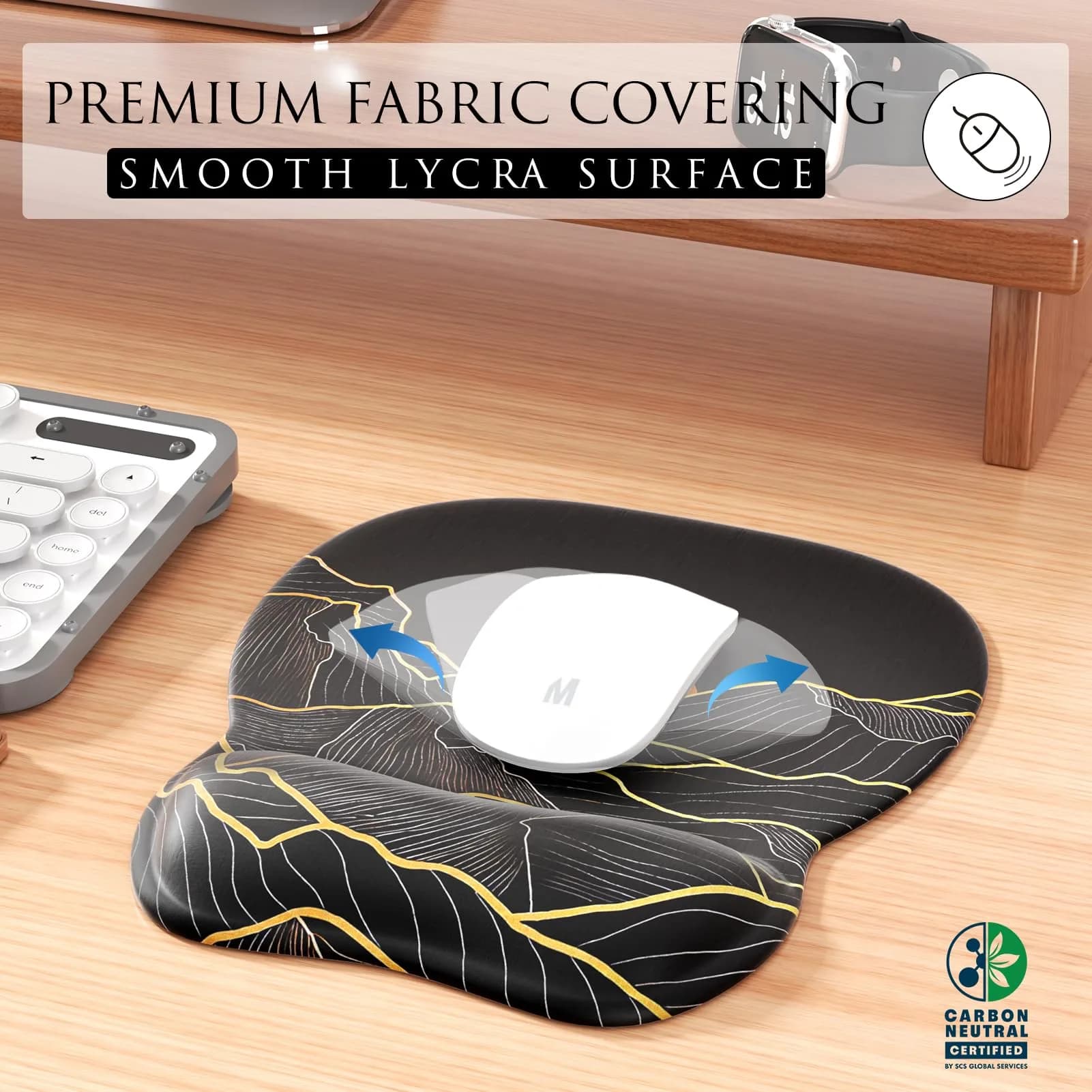 MROCO Ergonomic Mouse Pad with Gel Wrist Rest, 9.4 x 8.1 inches, Golden Rise | Smooth Surface for Precise Control - view 2