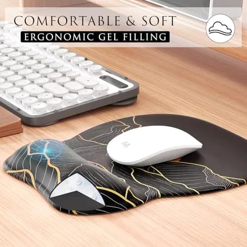 MROCO Ergonomic Mouse Pad with Gel Wrist Rest, 24cm x 20.5cm (9.4 x 8.1 in) | Golden Rise Pattern thumbnail 4