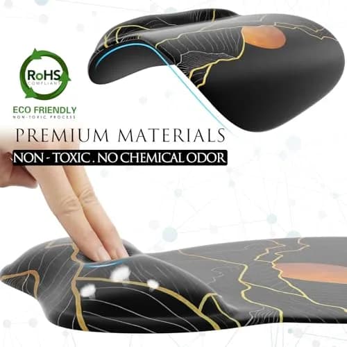 MROCO Ergonomic Mouse Pad with Gel Wrist Rest, 24cm x 20.5cm (9.4 x 8.1 in) | Golden Rise Pattern thumbnail 5