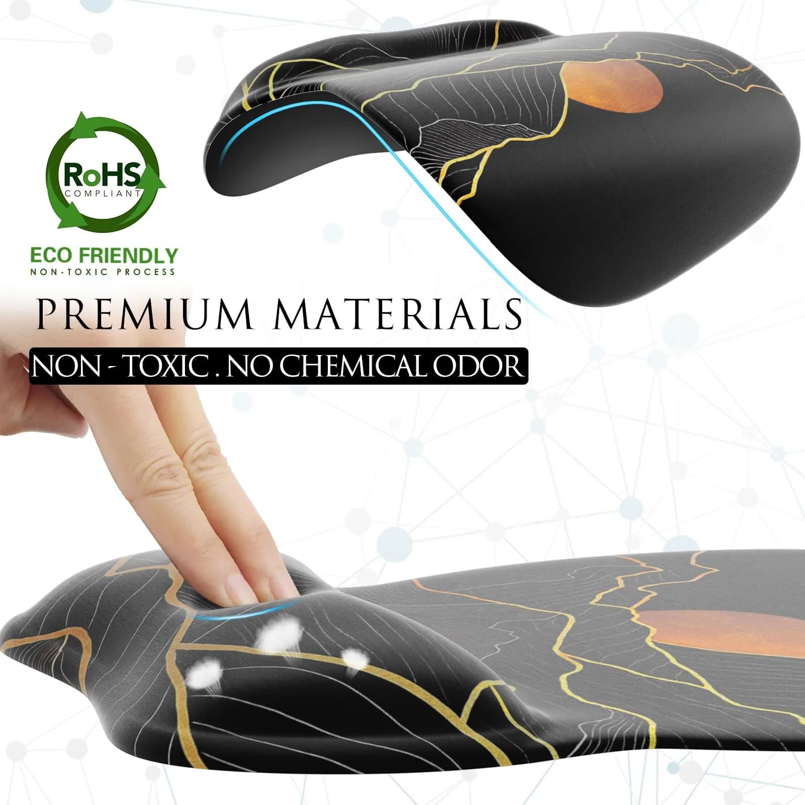 MROCO Ergonomic Mouse Pad with Gel Wrist Rest, 9.4 x 8.1 inches, Golden Rise | Smooth Surface for Precise Control - view 5