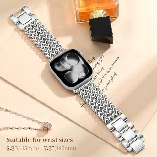 SNBLK Metal Band Compatible with Apple Watch Series 11/10/9/8/7/6/5/4/3/2 40mm-49mm | Dressy Stainless Steel Link Bracelet thumbnail 5