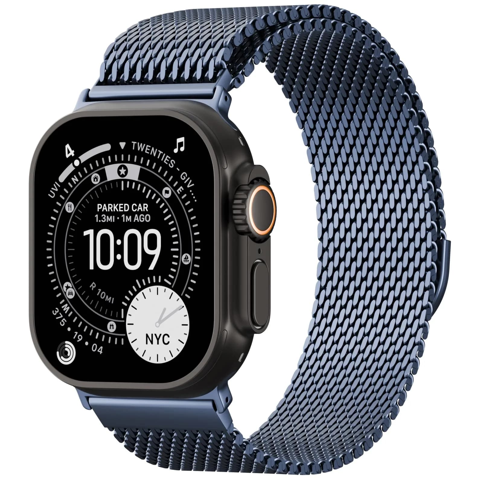 Steezrd Magnetic Milanese Loop Band Compatible with Apple Watch 38mm-49mm | Blue Stainless Steel Metal Strap for Series 1-11, Ultra 1-3