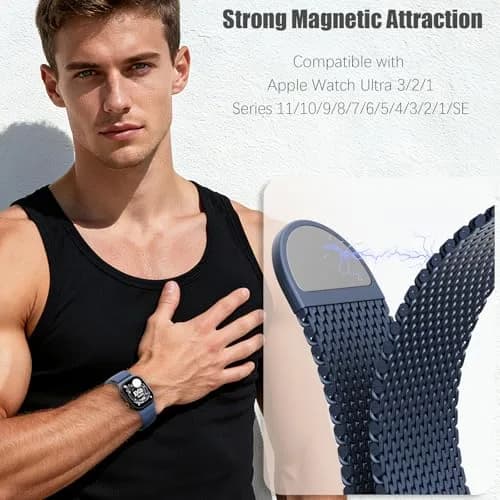 Steezrd Magnetic Milanese Loop Band Compatible with Apple Watch 38mm-49mm | Blue Stainless Steel Metal Strap for Series 1-11, Ultra 1-3 thumbnail 4