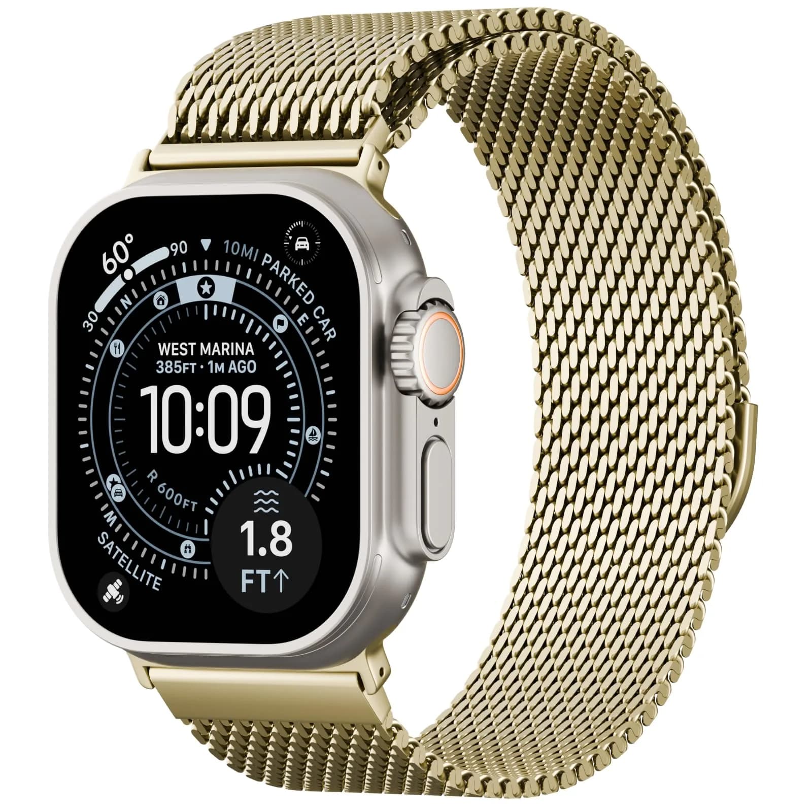 Steezrd Magnetic Mesh Milanese Loop Compatible with Apple Watch 49mm 46mm 45mm 44mm 42mm 41mm 40mm 38mm | Stainless Steel Strap — Gold