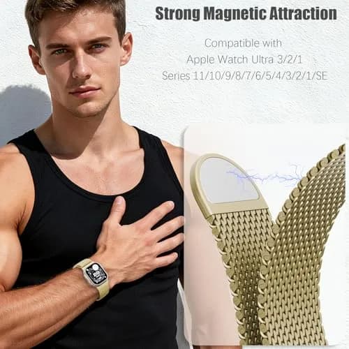 Steezrd Magnetic Mesh Milanese Loop Compatible with Apple Watch 49mm 46mm 45mm 44mm 42mm 41mm 40mm 38mm | Stainless Steel Strap thumbnail 4