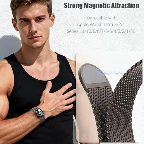 Steezrd Magnetic Milanese Loop Band Compatible with Apple Watch 49mm 46mm 45mm 44mm 42mm 41mm 40mm 38mm | Stainless Steel Metal Strap for iWatch Ultra 3/2/1 Series 11 10 9 8 7 6 5 4 SE thumbnail 4