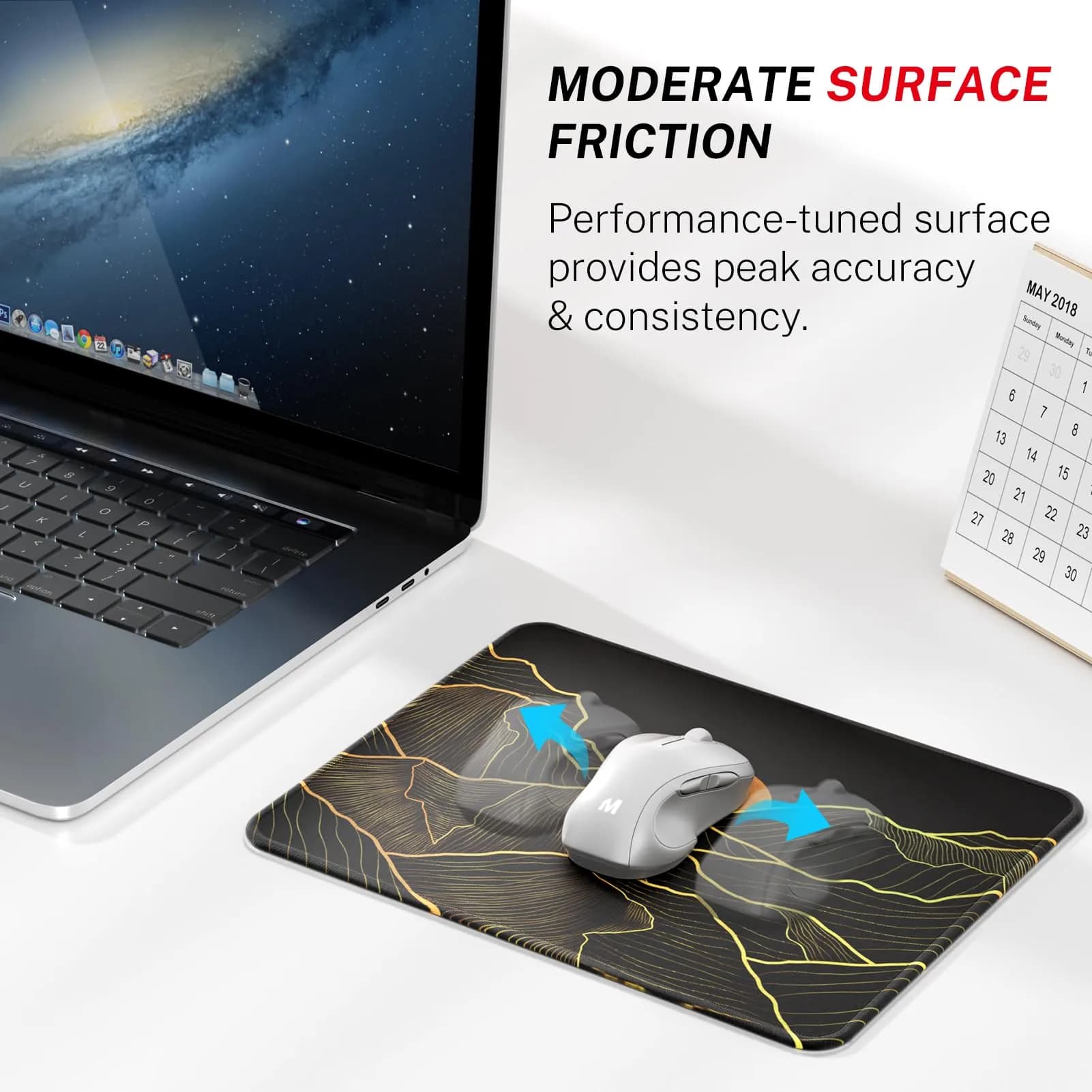 MROCO Golden Rise Mouse Pad with Stitched Edges, 8.5 x 11 Inch | Smooth Glide & Precise Control - view 2