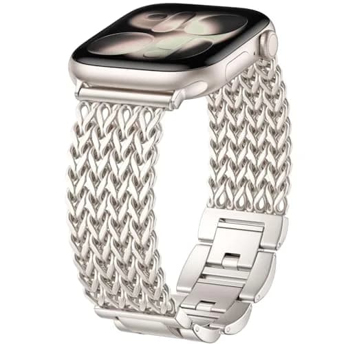 SNBLK Metal Band Compatible with Apple Watch Series 1-11 & SE 40mm-46mm | Dressy Stainless Steel Link Bracelet for Women thumbnail 1